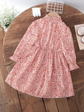 1pc Girls Casual Sports Asymmetrical Digital Print Drawstring Collar A-Line Dress, Spring Autumn